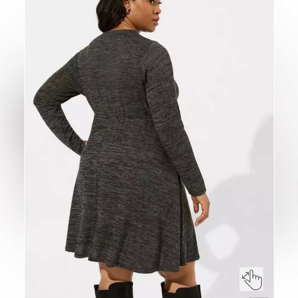 Torrid At The Knee Super Soft Plush Hacci Faux Wrap Dress W1371 Plus Size 3X - Picture 3 of 10